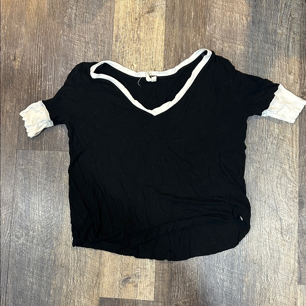 Black and White V-Neck Top